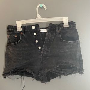 Black Zara Frayed High Rise Shorts